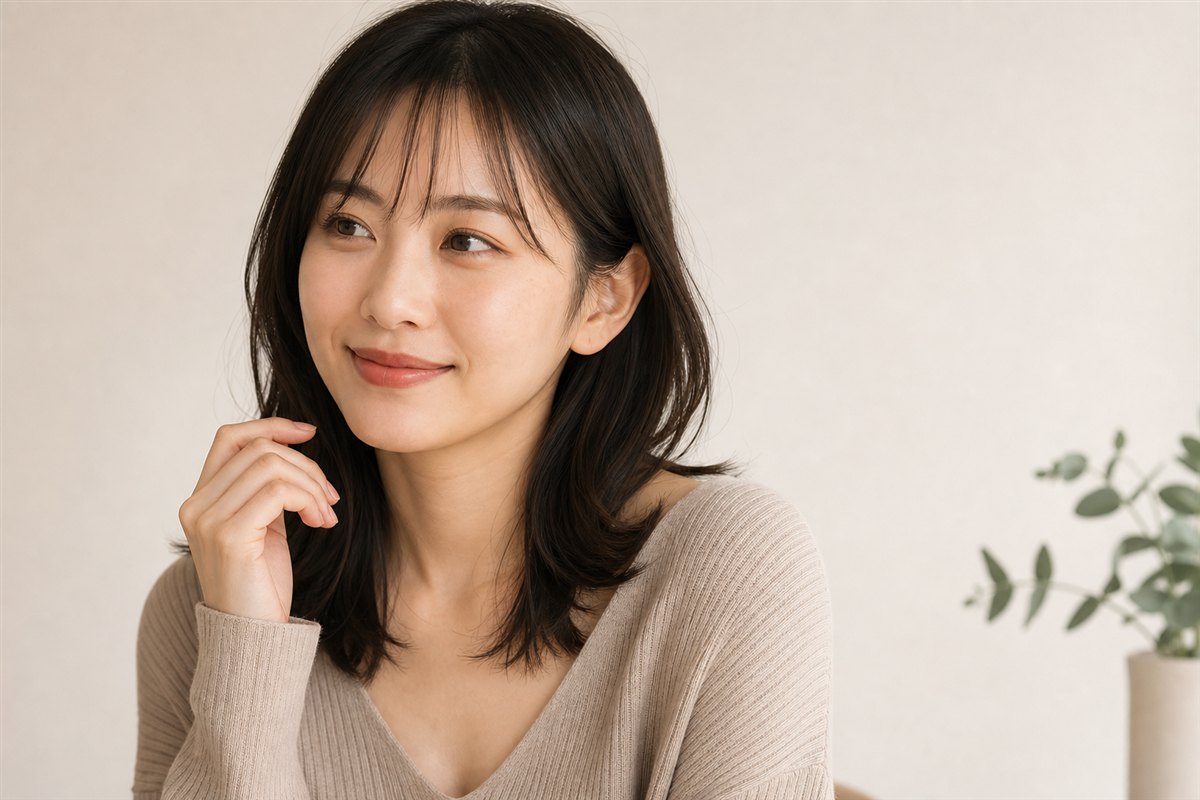 乱視用カラコンを装用した日本人女性の横顔